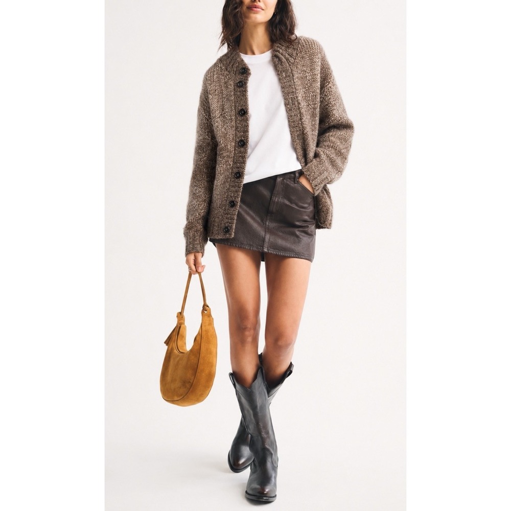 Express Design Studio Brown/Tan Chunky Loose Knit Wool Alpaca Blend Swea…